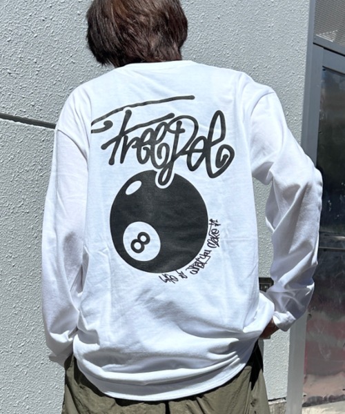 A‘gem 9（エージェムナイン）の「A'GEM/9 × .kom『FREEDEE/フリーディー』ビリヤードデザイン長袖Tシャツ/ロングスリーブカットソー（Tシャツ/カットソー・メンズ・ブラック/ホワイト・FREE）」の2枚目の写真