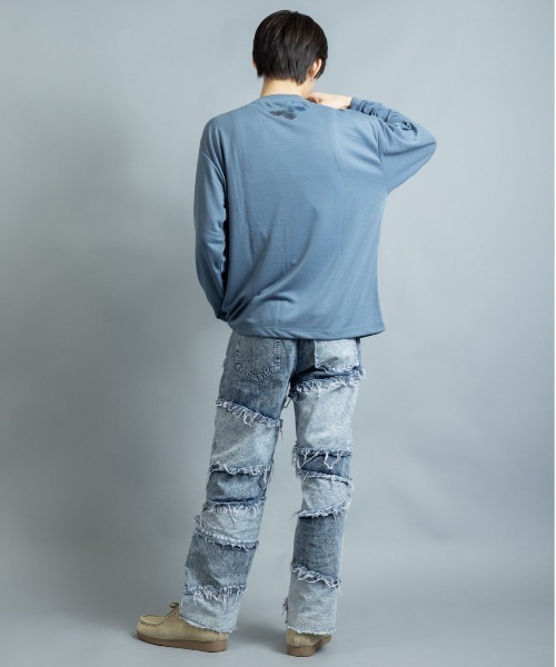 En serio TOKYO（エンソリオトーキョー）の「コットンタッチダンボール 水彩アートプリント ロンT（Tシャツ/カットソー・メンズ・ブラック/ホワイト/グレイッシュブルー・L/M）」の15枚目の写真