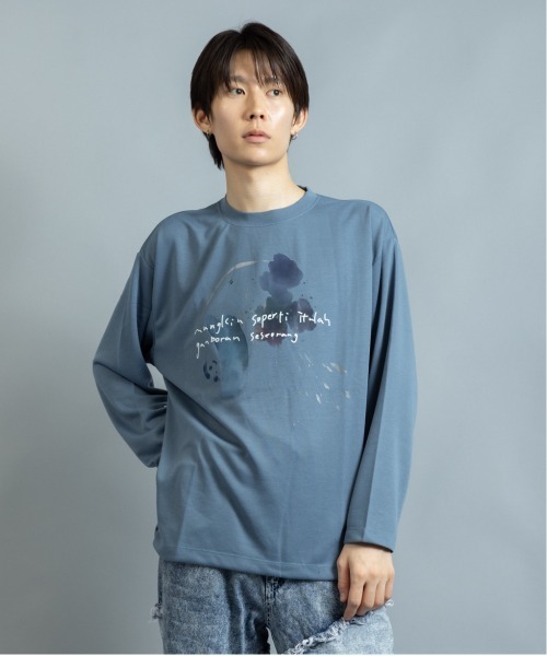 En serio TOKYO（エンソリオトーキョー）の「コットンタッチダンボール 水彩アートプリント ロンT（Tシャツ/カットソー・メンズ・ブラック/ホワイト/グレイッシュブルー・L/M）」の16枚目の写真
