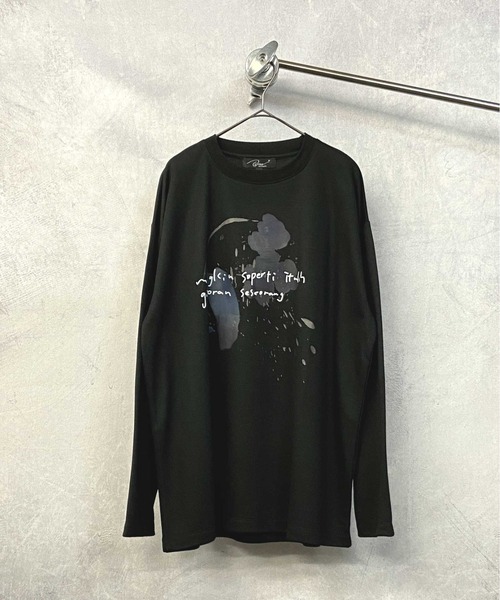 En serio TOKYO（エンソリオトーキョー）の「コットンタッチダンボール 水彩アートプリント ロンT（Tシャツ/カットソー・メンズ・ブラック/ホワイト/グレイッシュブルー・L/M）」の20枚目の写真