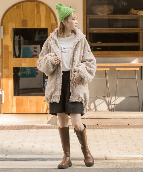 ad thie(アドティエ)の「リブ編みニット帽(ニットキャップ/ビーニー・レディース・ピンク/ブルー/ブラック/ベージュ/グリーン・FREE)」の8枚目の写真