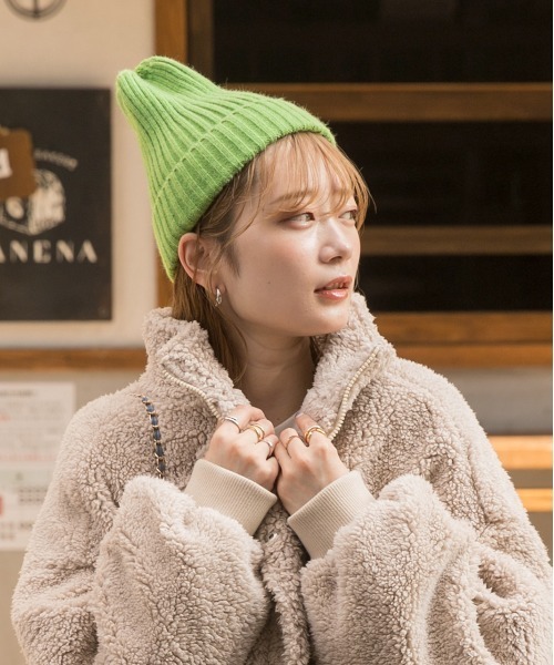 ad thie(アドティエ)の「リブ編みニット帽(ニットキャップ/ビーニー・レディース・ピンク/ブルー/ブラック/ベージュ/グリーン・FREE)」の9枚目の写真