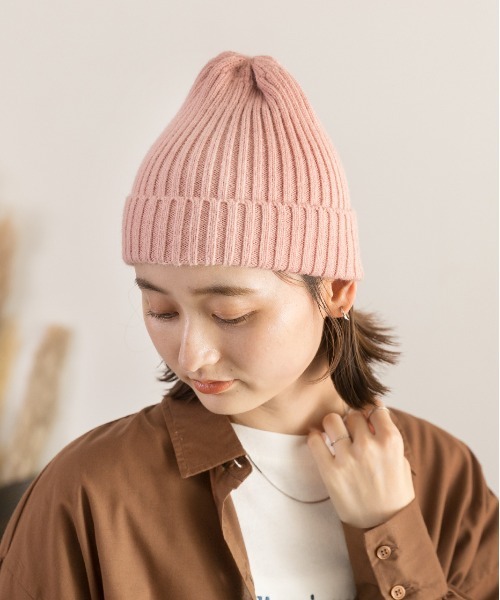 ad thie(アドティエ)の「リブ編みニット帽(ニットキャップ/ビーニー・レディース・ピンク/ブルー/ブラック/ベージュ/グリーン・FREE)」の16枚目の写真