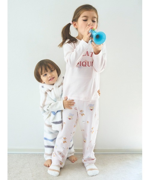 gelato pique(ジェラートピケ)の「【BABY】パウダーマルチボーダーポンチョ(ベビーパジャマ/スリーパー・キッズ・ブルー/ピンク・70/80)」の13枚目の写真