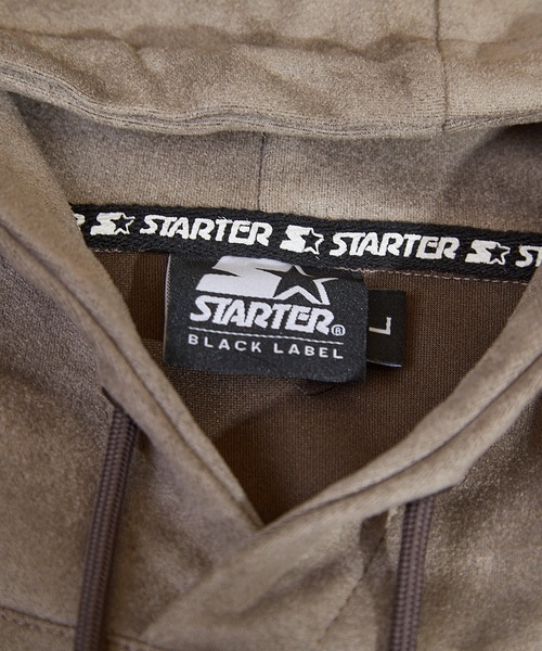 STARTER BLACK LABEL(スターターブラックレーベル)の「STARTER BLACK LABEL ロゴ刺繍 フェイクスエード プルパーカー(パーカー・メンズ・ブラック/スモークグレー・M/L/XL)」の5枚目の写真