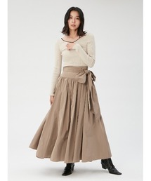 リボンベルトギャザーマキシスカート