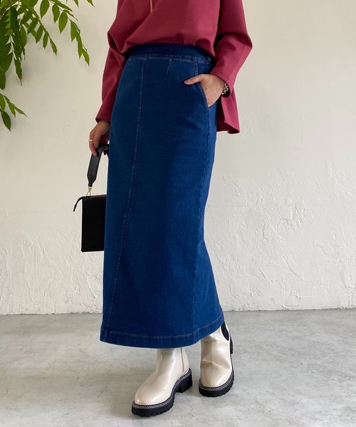 un dix cors（アンディコール）の「ストレッチナロー裏起毛スカート（スカート・レディース・ネイビー/ブルー・FREE）」の17枚目の写真