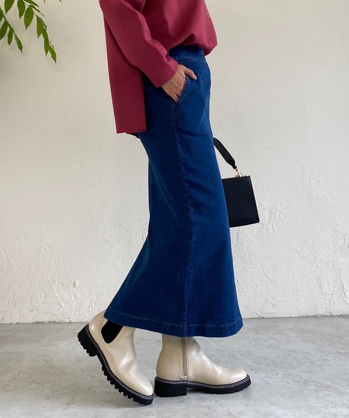 un dix cors（アンディコール）の「ストレッチナロー裏起毛スカート（スカート・レディース・ネイビー/ブルー・FREE）」の19枚目の写真