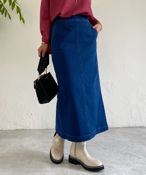 un dix cors（アンディコール）の「ストレッチナロー裏起毛スカート（スカート・レディース・ネイビー/ブルー・FREE）」の20枚目の写真