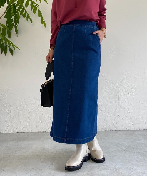 un dix cors（アンディコール）の「ストレッチナロー裏起毛スカート（スカート・レディース・ネイビー/ブルー・FREE）」の21枚目の写真