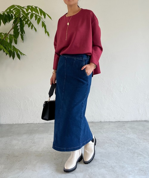 un dix cors（アンディコール）の「ストレッチナロー裏起毛スカート（スカート・レディース・ネイビー/ブルー・FREE）」の22枚目の写真