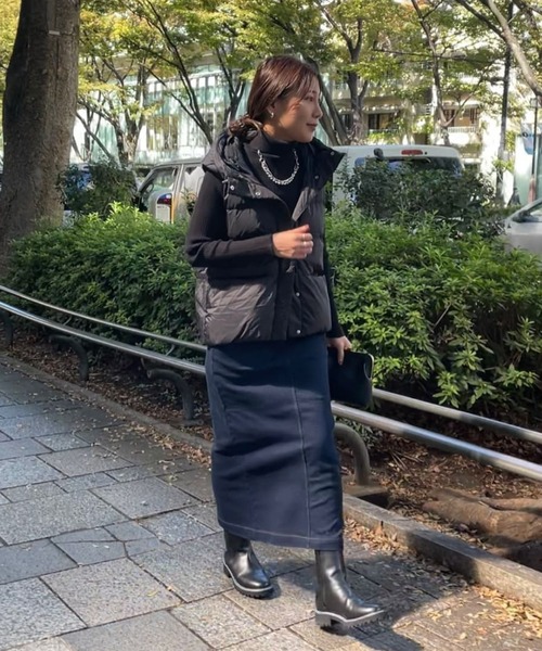 un dix cors（アンディコール）の「ストレッチナロー裏起毛スカート（スカート・レディース・ネイビー/ブルー・FREE）」の3枚目の写真