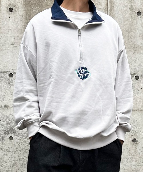 CERCA（チェルカ）の「【BEL】ビッグシルエット フロントロゴ 刺繍 ハーフZIP スウェット(BG/)（スウェット・メンズ・ブラック/ライトグレー/ブラウン・MEDIUM/LARGE）」の19枚目の写真