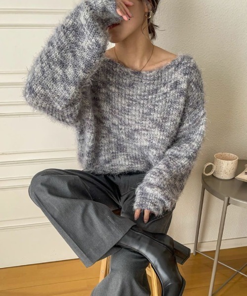 ISOOK(アイスー)の「Shaggy mixed knit / シャギーミックスニット(yui select)(ニット/セーター・レディース・グレー・FREE)」の2枚目の写真