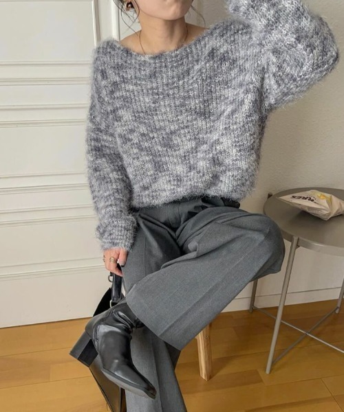 ISOOK(アイスー)の「Shaggy mixed knit / シャギーミックスニット(yui select)(ニット/セーター・レディース・グレー・FREE)」の6枚目の写真