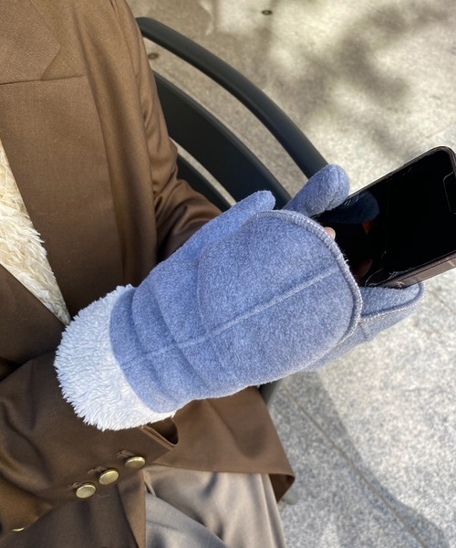 DouDou（ドゥドゥ）の「【WEB限定】フリースミトン（手袋・レディース・グレー/ベージュ・FREE）」の8枚目の写真