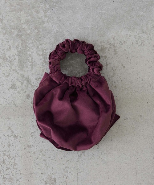 EFOLE（エフォル）の「ベロア リボン フリル ハンドル バッグ オケージョン/結婚式（トートバッグ・レディース・グリーン/ワイン・FREE）」の3枚目の写真