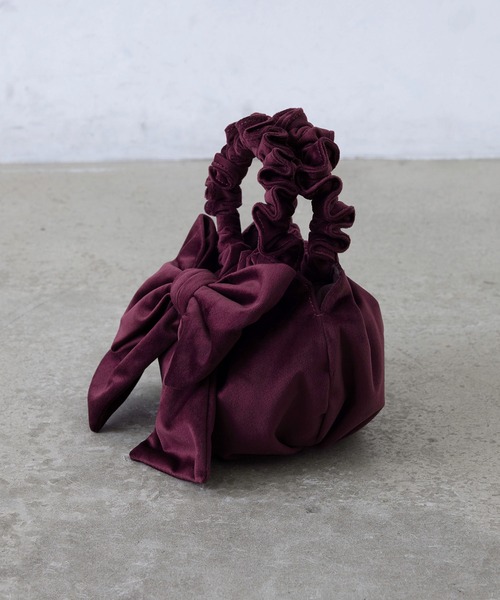 EFOLE（エフォル）の「ベロア リボン フリル ハンドル バッグ オケージョン/結婚式（トートバッグ・レディース・グリーン/ワイン・FREE）」の5枚目の写真