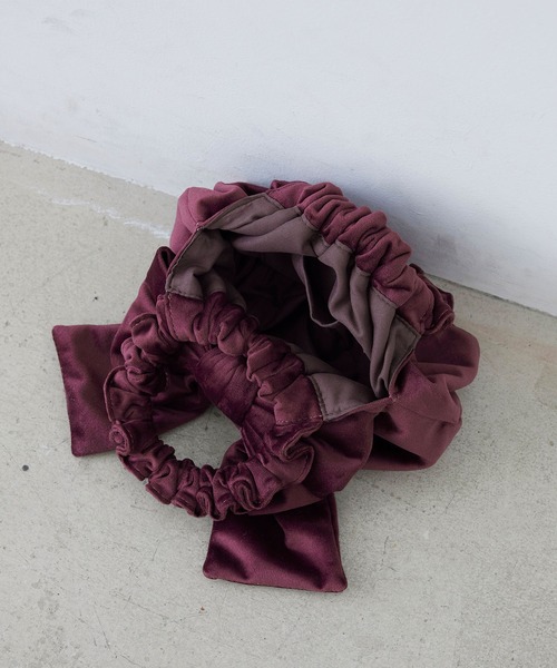 EFOLE（エフォル）の「ベロア リボン フリル ハンドル バッグ オケージョン/結婚式（トートバッグ・レディース・グリーン/ワイン・FREE）」の6枚目の写真