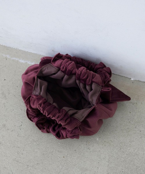 EFOLE（エフォル）の「ベロア リボン フリル ハンドル バッグ オケージョン/結婚式（トートバッグ・レディース・グリーン/ワイン・FREE）」の7枚目の写真