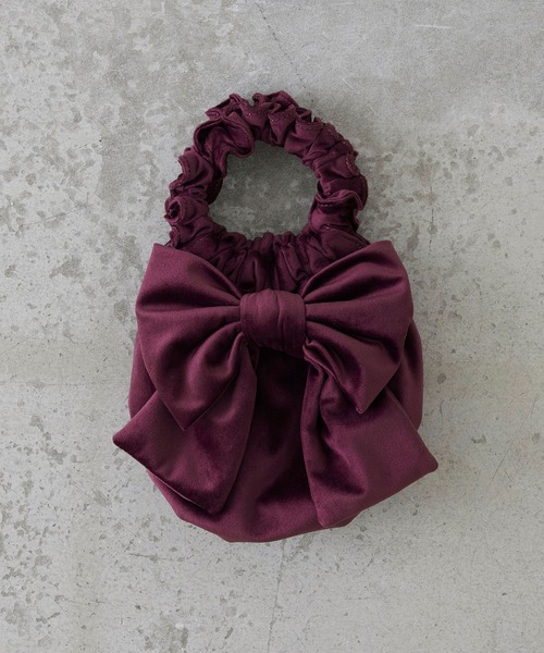 EFOLE（エフォル）の「ベロア リボン フリル ハンドル バッグ オケージョン/結婚式（トートバッグ・レディース・グリーン/ワイン・FREE）」の15枚目の写真