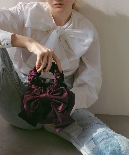 EFOLE（エフォル）の「ベロア リボン フリル ハンドル バッグ オケージョン/結婚式（トートバッグ・レディース・グリーン/ワイン・FREE）」の12枚目の写真