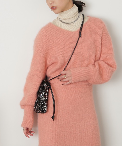 FREE'S MART(フリーズマート)の「◆<セットアップ対応>前後2WAYヘアリーニット(ニット/セーター・レディース・ベージュ/ピンク/グレー・FREE)」の3枚目の写真