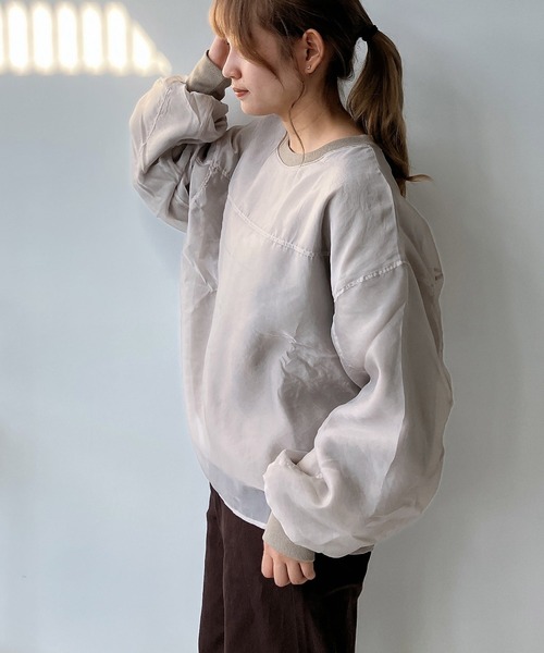 AS KNOW AS plus（アズノゥアズプラス）の「☆オーガンジー レイヤード デザインスウェットプルオーバー（スウェット・レディース・ピンク/グレイッシュベージュ/レッド系/アイボリー・FREE）」の16枚目の写真