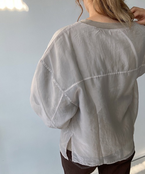 AS KNOW AS plus（アズノゥアズプラス）の「☆オーガンジー レイヤード デザインスウェットプルオーバー（スウェット・レディース・ピンク/グレイッシュベージュ/レッド系/アイボリー・FREE）」の18枚目の写真