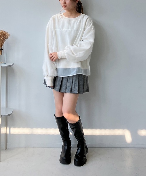 AS KNOW AS plus（アズノゥアズプラス）の「☆オーガンジー レイヤード デザインスウェットプルオーバー（スウェット・レディース・ピンク/グレイッシュベージュ/レッド系/アイボリー・FREE）」の14枚目の写真