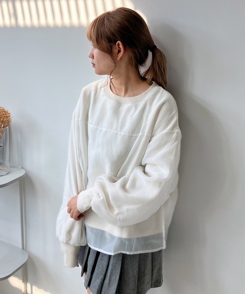 AS KNOW AS plus（アズノゥアズプラス）の「☆オーガンジー レイヤード デザインスウェットプルオーバー（スウェット・レディース・ピンク/グレイッシュベージュ/レッド系/アイボリー・FREE）」の11枚目の写真