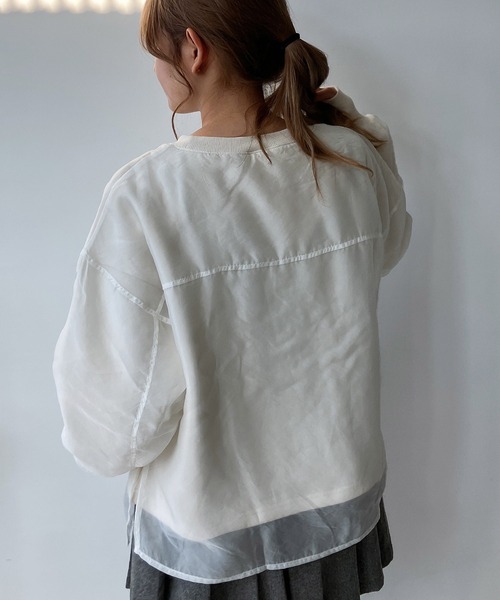 AS KNOW AS plus（アズノゥアズプラス）の「☆オーガンジー レイヤード デザインスウェットプルオーバー（スウェット・レディース・ピンク/グレイッシュベージュ/レッド系/アイボリー・FREE）」の12枚目の写真