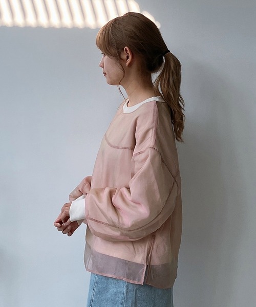 AS KNOW AS plus（アズノゥアズプラス）の「☆オーガンジー レイヤード デザインスウェットプルオーバー（スウェット・レディース・ピンク/グレイッシュベージュ/レッド系/アイボリー・FREE）」の20枚目の写真