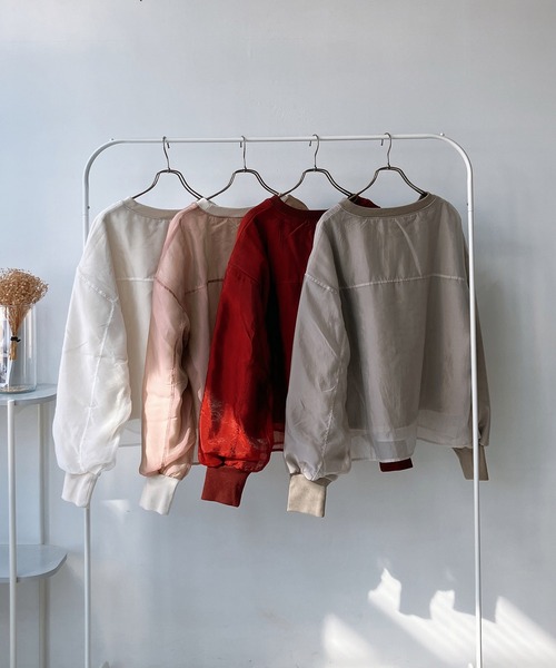 AS KNOW AS plus（アズノゥアズプラス）の「☆オーガンジー レイヤード デザインスウェットプルオーバー（スウェット・レディース・ピンク/グレイッシュベージュ/レッド系/アイボリー・FREE）」の10枚目の写真