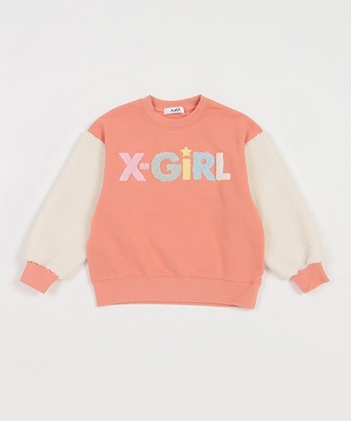 X-girl Stages(エックスガールステージス)の「ボアマルチロゴトレーナー(スウェット・キッズ・ライトピンク/ラベンダー/トップグレー・100cm/90cm/130cm/140cm/120cm/110cm/80cm)」の3枚目の写真