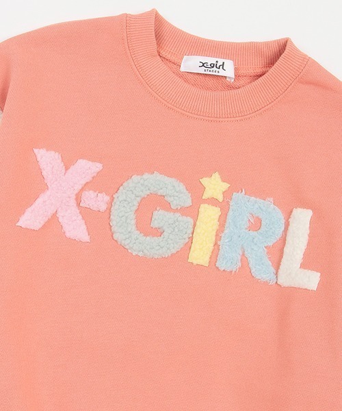 X-girl Stages(エックスガールステージス)の「ボアマルチロゴトレーナー(スウェット・キッズ・ライトピンク/ラベンダー/トップグレー・100cm/90cm/130cm/140cm/120cm/110cm/80cm)」の18枚目の写真