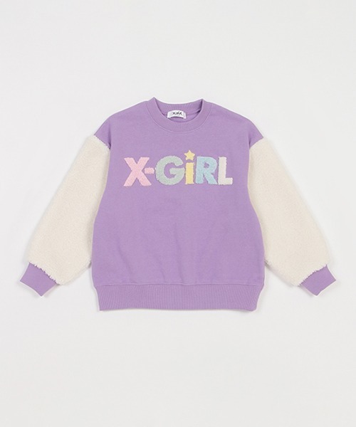 X-girl Stages(エックスガールステージス)の「ボアマルチロゴトレーナー(スウェット・キッズ・ライトピンク/ラベンダー/トップグレー・100cm/90cm/130cm/140cm/120cm/110cm/80cm)」の11枚目の写真