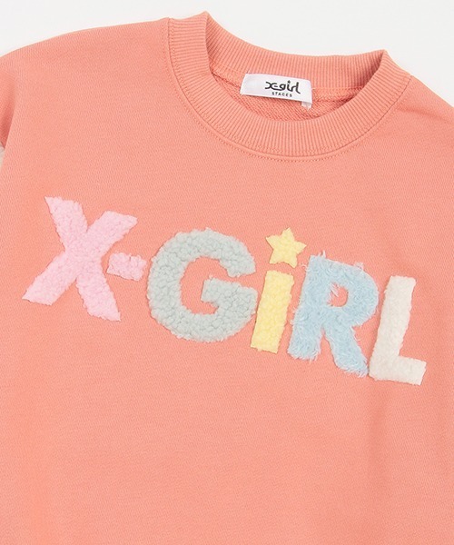 X-girl Stages(エックスガールステージス)の「ボアマルチロゴトレーナー(スウェット・キッズ・ライトピンク/ラベンダー/トップグレー・100cm/90cm/130cm/140cm/120cm/110cm/80cm)」の8枚目の写真