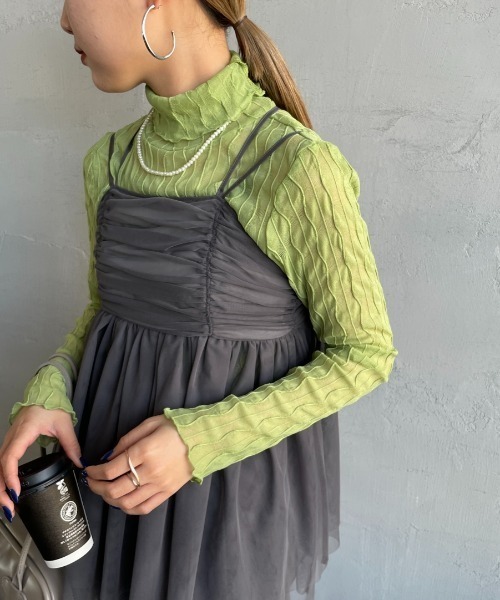 By/m（バイエム）の「[By/m/バイエム] ギャザーチュールキャミソール（キャミソール・レディース・オフホワイト/ブラック/グレー・F）」の3枚目の写真