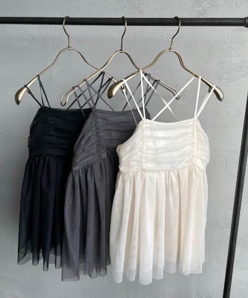 By/m（バイエム）の「[By/m/バイエム] ギャザーチュールキャミソール（キャミソール・レディース・オフホワイト/ブラック/グレー・F）」の7枚目の写真