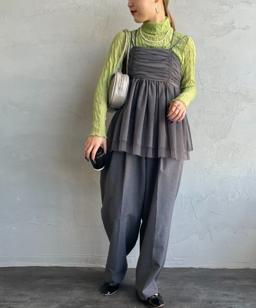 By/m（バイエム）の「[By/m/バイエム] ギャザーチュールキャミソール（キャミソール・レディース・オフホワイト/ブラック/グレー・F）」の6枚目の写真