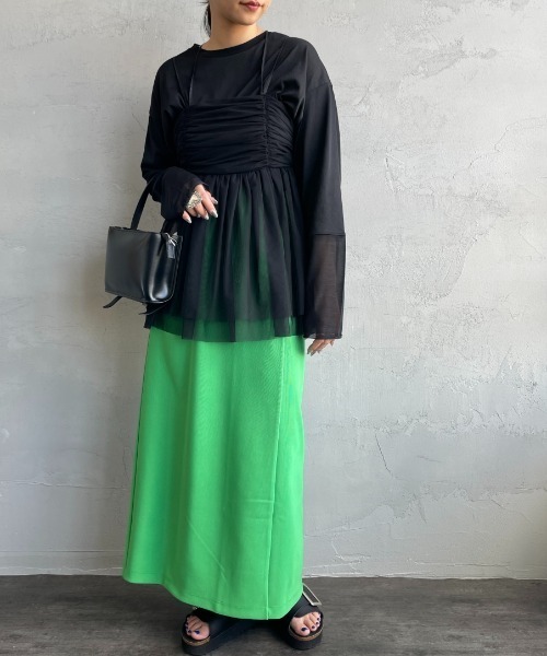 By/m（バイエム）の「[By/m/バイエム] ギャザーチュールキャミソール（キャミソール・レディース・オフホワイト/ブラック/グレー・F）」の5枚目の写真