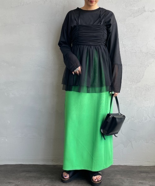 By/m（バイエム）の「[By/m/バイエム] ギャザーチュールキャミソール（キャミソール・レディース・オフホワイト/ブラック/グレー・F）」の21枚目の写真