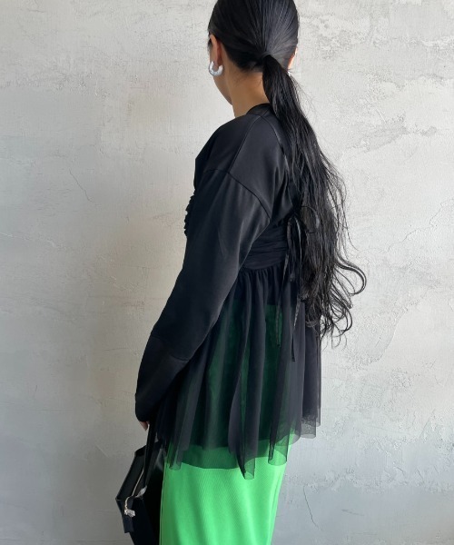 By/m（バイエム）の「[By/m/バイエム] ギャザーチュールキャミソール（キャミソール・レディース・オフホワイト/ブラック/グレー・F）」の19枚目の写真