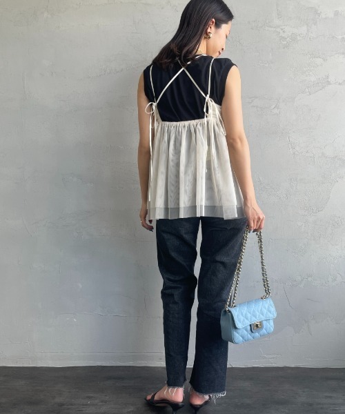 By/m（バイエム）の「[By/m/バイエム] ギャザーチュールキャミソール（キャミソール・レディース・オフホワイト/ブラック/グレー・F）」の14枚目の写真