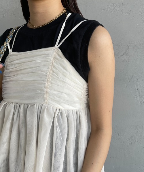 By/m（バイエム）の「[By/m/バイエム] ギャザーチュールキャミソール（キャミソール・レディース・オフホワイト/ブラック/グレー・F）」の15枚目の写真