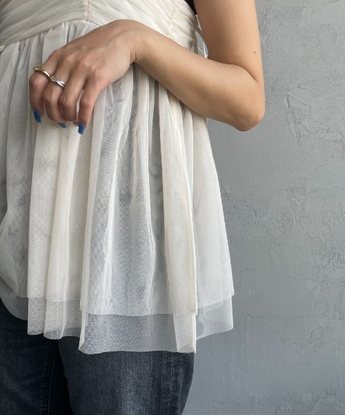 By/m（バイエム）の「[By/m/バイエム] ギャザーチュールキャミソール（キャミソール・レディース・オフホワイト/ブラック/グレー・F）」の17枚目の写真