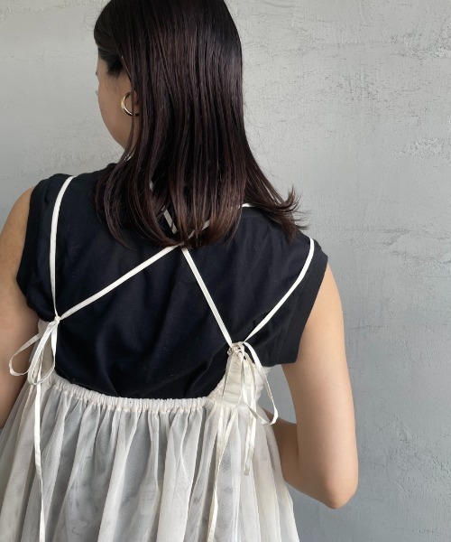 By/m（バイエム）の「[By/m/バイエム] ギャザーチュールキャミソール（キャミソール・レディース・オフホワイト/ブラック/グレー・F）」の16枚目の写真