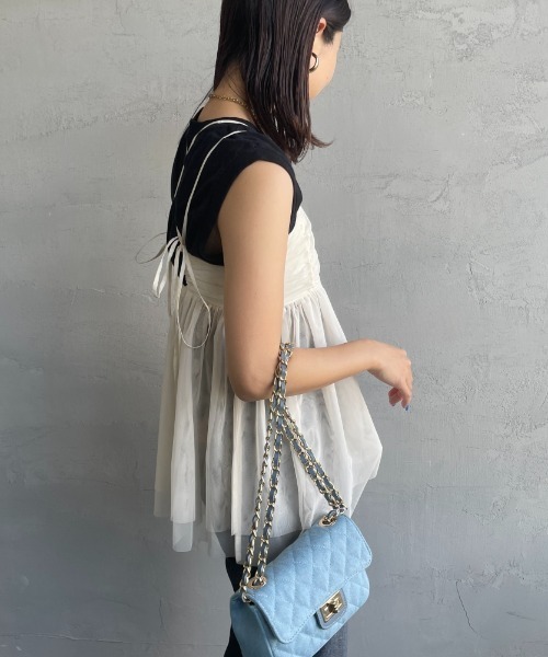 By/m（バイエム）の「[By/m/バイエム] ギャザーチュールキャミソール（キャミソール・レディース・オフホワイト/ブラック/グレー・F）」の10枚目の写真