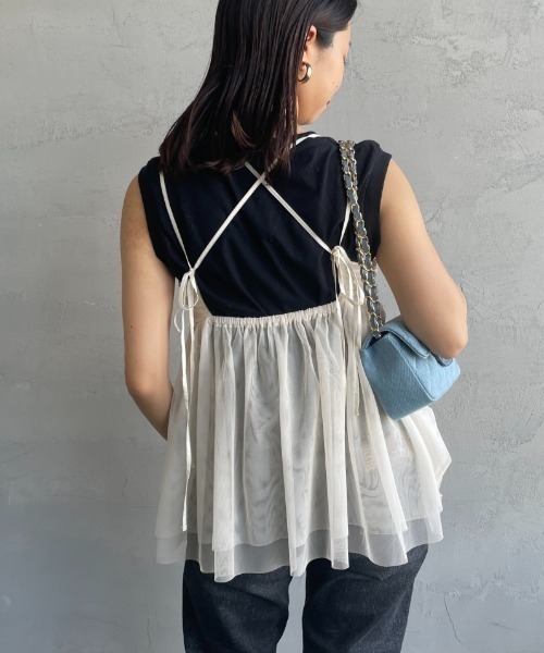 By/m（バイエム）の「[By/m/バイエム] ギャザーチュールキャミソール（キャミソール・レディース・オフホワイト/ブラック/グレー・F）」の11枚目の写真